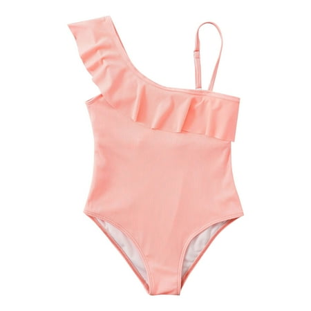 

Teen Girls Swimsuits Tankini Size 160 For 13 Years-14 Years Solid Color Ruffled Sling Two Piece Swimming Pool Hot Spring Natatorium Kids Bathing Suits For Girls