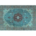 thumbnail image 1 of Ahgly Company Indoor Rectangle Medallion Light Blue Traditional Area Rugs, 7' x 9', 1 of 4