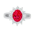 thumbnail image 2 of 2.72 ct Oval Cut Simulated Ruby Halo Engagement Ring for Women in 14K White Gold, 2 of 2