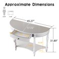 thumbnail image 4 of Accent Console Table with Semicircle Tabletop, Drawer & Shelf, Fluted Vintage Entryway Display Table, Sofa Table with Roman Legs, 4 of 10