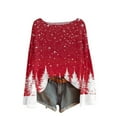 thumbnail image 4 of Womens Knit Baggy Sweatshirt Christmas Crew Neck Oversized Sweater Pullover Dropped Long Sleeve Tops with Prints (XL, Red B), 4 of 4