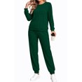 thumbnail image 4 of UVN Two Piece Sets for Women Casual Outfits Sets Textured Long Sleeve Shirts and Long Pants Lounge Set Fall Pajama Sets with Pockets, 4 of 9