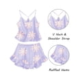 thumbnail image 4 of Ekouaer Satin Pajama Set for Women 2 Piece Camisole Top and Shorts Silk Lingerie with Ruffle Floral Nightwear, 4 of 6