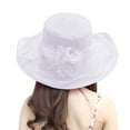 thumbnail image 2 of Duoif Kentucky Derby Hats for Women, Women's Headdress Hat Women's Wedding Hat Sun Hat Flower Beach Hat Tea Party Hats for Women White, 2 of 3