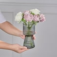 thumbnail image 4 of VECELO 7.48 inch High Clear Vase, Ribbed Glass Vase, Crystal Glass Flower Vase For Modern Farmhouse, Decorative Vases Flowers, Ideal For Shelf, Entryway Decor, Grey, 4 of 8