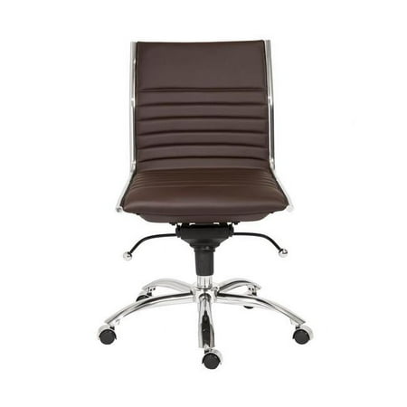 UPC: 4512839461526 | Brown Faux Leather Seat Swivel Adjustable Task Chair Leather Back Steel Frame