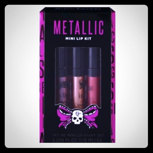 Tattoo Junkee Metallic Mini Lip Kit Set, Non-sticky, Long Lasting, Cruelty Free (3 Pack)