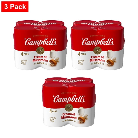 Campbells Condensed Cream of Mushroom Soup 4 ct / 10.5 oz - 3 Pack