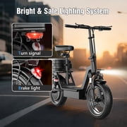 Electric Scooter with Seat, Peak 1200W, 25 MPH and 45 Miles, 14 Tire,48V 16.5AH 500Wh Battery Dual Shock Absorbing Scooter with Basket Box,E Scooter for Adults Commuter & Urban Travel