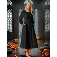 thumbnail image 2 of DARING DIVA Frilled Crewneck Long Sleeve Midi Fall Dress XL Black, 2 of 8