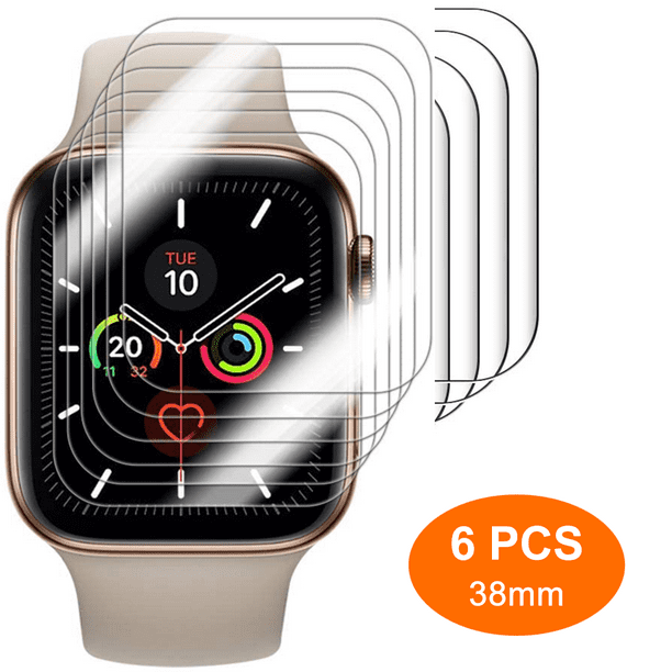 Paquete de 6 protectores de pantalla compatibles con Apple Watch Series 1/2/3/4/5 (38/40 mm) Película HD antiburbujas de TPU transparente Adepaton 2033850-1