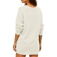 thumbnail image 4 of CharmCyan Women’s Long Sleeve V Neck Loose Fit Knitted Sweater Dress Casual Pullover Soft Ribbed Knitwear for Autumn Winter Daily Wear Beige L, 4 of 5