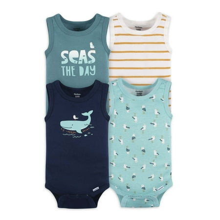 

Gerber Baby Boy Tank Onesies Bodysuits 4-Pack Sizes Newborn - 24 Months