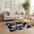 thumbnail image 3 of ODIKA 4'x6' Washable Area Rug Vinyl Vintage Music Disc Stacked Wave Groove Motif Minimalist for Home Office, Under Desk, Non-Slip Chair-Friendly, Flatwoven, 3 of 7