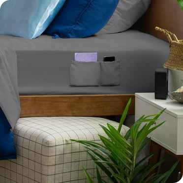 Bare Home Premium 1800 Collection Dual Pocket 4-Piece Bed Sheet Set, King, Gray