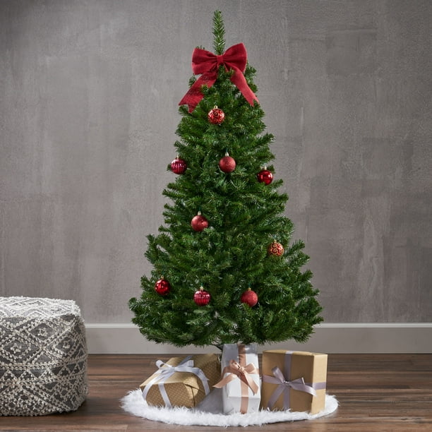 Noble House 4.5-foot Noble Fir Unlit Hinged Artificial Christmas Tree ...