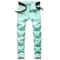 thumbnail image 2 of Zshosam Mens Pants Slim Fit Skinny Stretch Denim Printed Jeans for Men(Green,30), 2 of 9