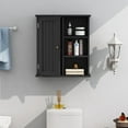 thumbnail image 5 of Bathroom Wall Cabinet, Medicine Cabinet with Door and 3 Open Shelves, Wall Mounted Storage Organizer for Bathroom, Kitchen, Living Room, Black, 5 of 12