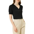 thumbnail image 4 of INSPIRE CHIC Women's Casual Pleated Collar Button Front Shirt Black L, 4 of 5