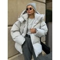 thumbnail image 4 of Fashion Coat With Removable Hood Cotton Jacket Winter Warm Windproof Loose Cotton Jacket Loose Parka Outerwear Clothing, 4 of 8