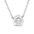 thumbnail image 3 of 10K White Gold 1/3 Cttw Round Bezel-Set Diamond Solitaire Pendant Necklace (I-J Color, SI2-I1 Clarity) - Adjustable 16-18", 3 of 7