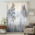 thumbnail image 3 of Watercolor Forest Sheer Curtains 63 Inch Length, Light Filtering Voile Curtain Panel, Vintage Mountain Branches Tree Rod Pocket Drapes Window Treatments for Living Room Bedroom 52"x63", 3 of 9