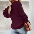thumbnail image 4 of Yoodem Sweaters for Women Christmas Sweater Womens Off Shoulder Tops Long Sleeve Knit Shirt Crew Neck Pullover Sweater Jumper Tops Casual Warm Sweater Cropped Sweaters for Women Wine M, 4 of 6