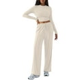 thumbnail image 2 of Conjunto Deportivo Y2K de Dos Piezas para Mujer, con Larga, Top Ajustado y Pantalones Anchos, Ideal para y Otoño Albaricoque L, 2 of 8