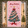 thumbnail image 6 of Colorful Design Christmas Banner Festive Xmas Display Christmas Tree Pattern Star Decor Holiday Background for Christmas Party Holiday Celebration Indoor Decoration, 6 of 9