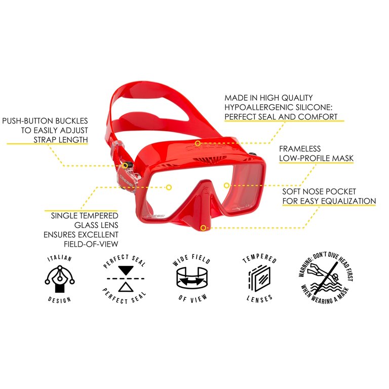 Cressi SF1 Frameless Mask - Red - Walmart.com