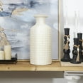 thumbnail image 2 of DecMode 19" Geometric Textured Cream Ceramic Vase with Checkered Pattern, 2 of 7
