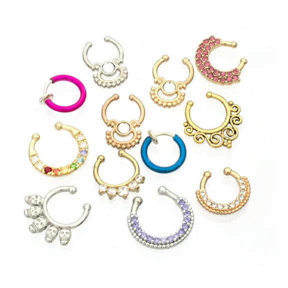 Faux Septum Jewelry Pack of 10 Randomly Picked Surgical Steel