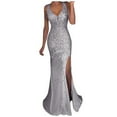 thumbnail image 1 of Vestido de lentejuelas Prolriy para mujer, largo dorado, para fiesta, noche, dama de honor, lentejuelas, baile de graduación, escote en V, para mujer, vestidos festivos para mujer, vestido de, 1 of 4
