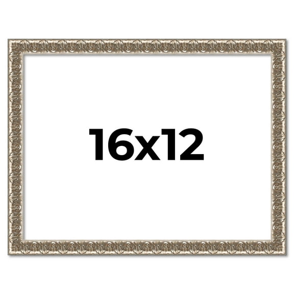16x12 Frame Silver Versailles Ornate Solid Wood Picture Frame | 1 Inch Moulding Width | Interior