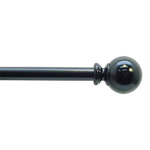 Decorative Curtain Rod with Ball Finial Size 48" to 84" Color Black