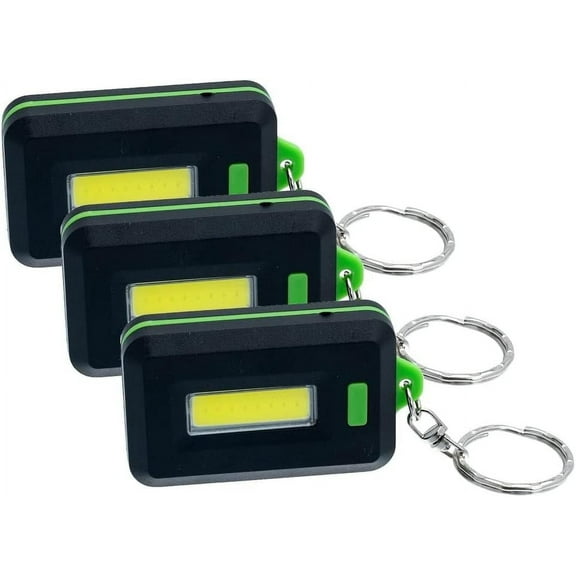 LitezAll CobFob Tactical Keychain Flashlight 3-Pack, Mini COB LED Flashlight with 4 Light Modes & Swivel Key Ring, Compact EDC Light for Emergency, Camping, Everyday Carry – Batteries Included.