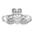 thumbnail image 5 of 14K White Gold Ring Band Themed Men's Claddagh, Size 5, 5 of 5
