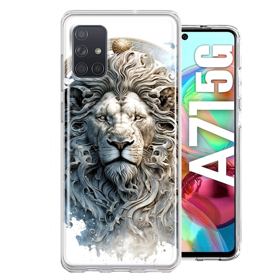 MUNDAZE Samsung Galaxy A71 4G Abstract Lion Sculpture Shockproof Clear Hybrid Protective Phone Case Cover