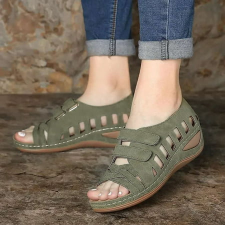 new home gifts for home Women s Sandals Shoes Wedges Flip Flops Fashion Buckle Strap Sandals Summer Shoes for Women PU Green