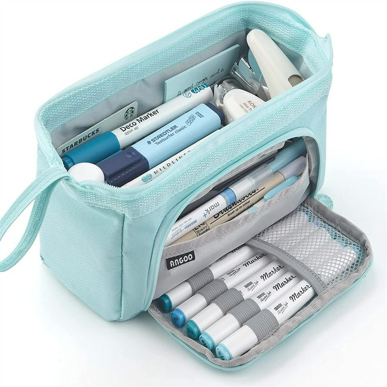 Angoo [Pure] color Pencil Case, Multi Slot Pen Bag, Big Storage