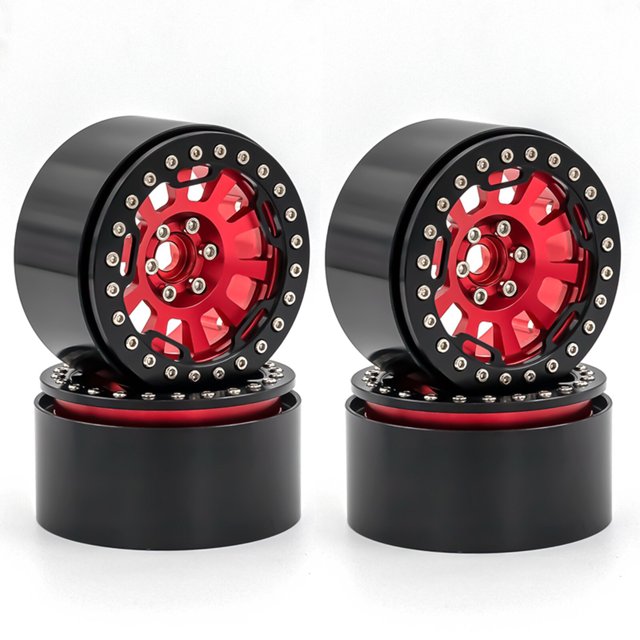 Labymos Aluminum Alloy Wheel Rim Beadlock 2.2in Wheel Rims Hub 4pcs Replacement for 1/10 1/8