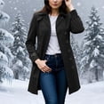 thumbnail image 3 of Women's Hot Pink Double Breasted Jacket Notch Collar Long Sleeve with Cuff Belts Classic Mid-Length Trench Coat Outerwear for Daily Wear Black, 3 of 3