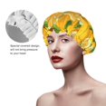 thumbnail image 4 of Disketp Yellow Limes Shower Caps,Reusable Shower Cap For Women, Double Layer Waterproof Hair Cap, Large Size For All Hair Lengths,For Girls Spa Home Salon Use, 4 of 9