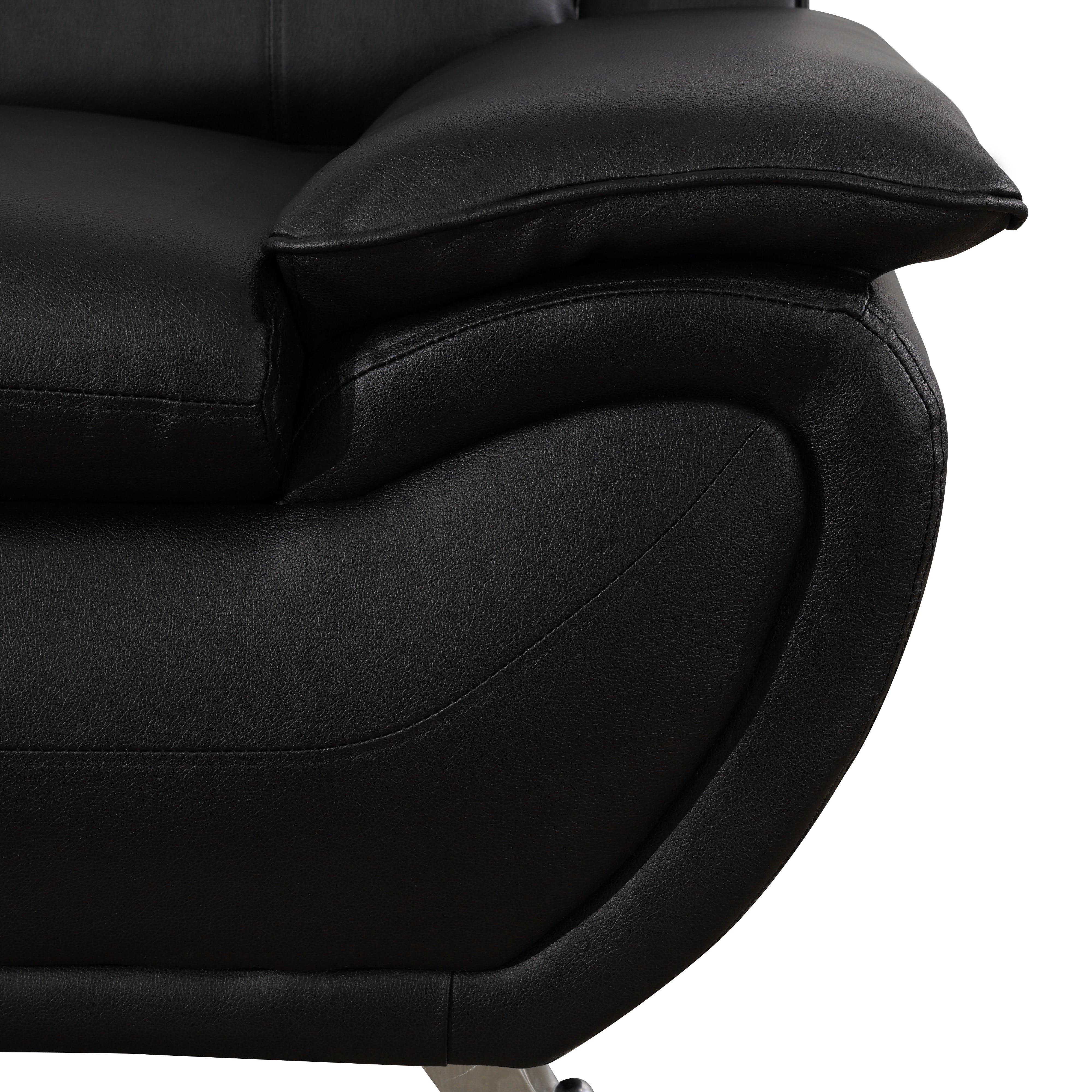 BSHTI 46” Faux Leather Small Recliner Chair Single Sofa Couch with Backrest , Sponge Cushion, Solid Wood Frame for Living Room/Bedroom/Office（Black ）