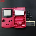 thumbnail image 1 of Nouvelle Coque en Plastique pour Console de Jeu Gameboy Color avec Boutons Kit Autocollant Étiquette Pièce rose Rouge, 1 of 5