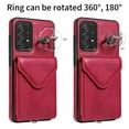 thumbnail image 3 of Allytech Galaxy A52 4G/5G Case Wallet with Cards Holder & Detachable Shoulder Strap, Ring Holder Kickstand Vintage PU Leather Shockproof Wallet Case Cover for Samsung Galaxy A52 4G/5G - Red, 3 of 14
