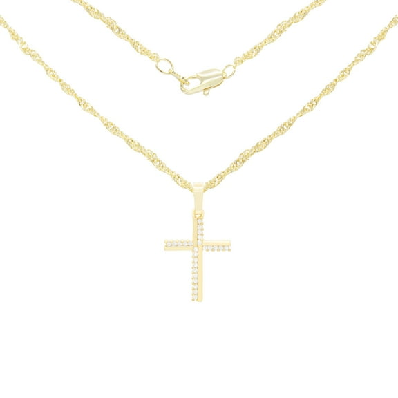 BEBERLINI Women Cross CZ Pendant Necklace Set 14K Gold Filled Rope Chain Jewelry 18"