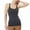 Black, variant on Women's Ribbed Workout Tank Top with Built In Bra Tight Racerback Athletic Top, Scoop Neck Seamless Fitness Vest, Padded High Elasticity Gym Camisole, Moisture Wicking Longline Yoga Support Bralette