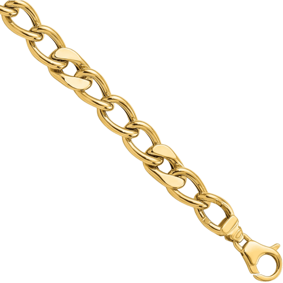 14K Solid Yellow Gold Link Mens Chain Bracelet