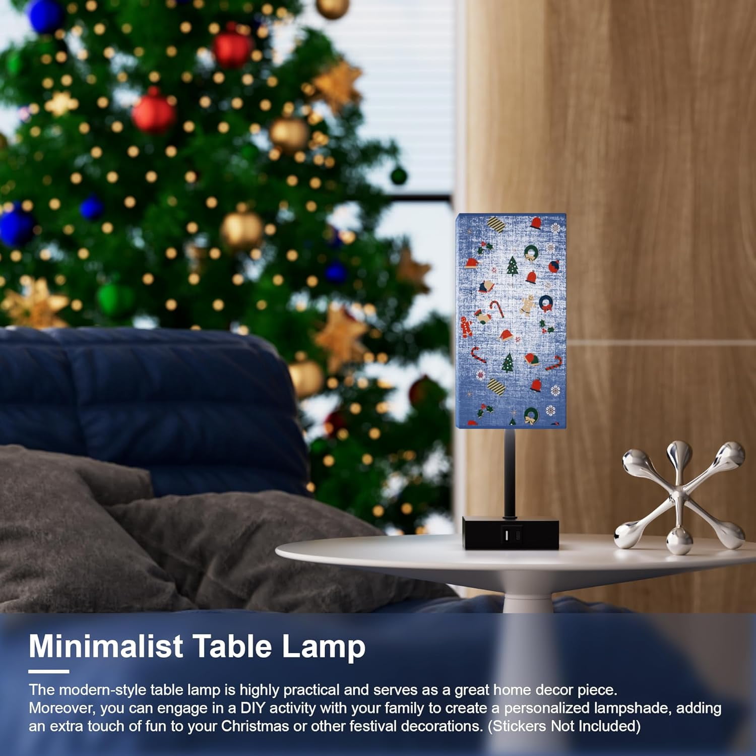 Hansang Bedside Table Lamp for Bedroom Set of 2,3 Way Dimmable Touch Lamp with USB C+A Charging Ports, LED Bulbs Included